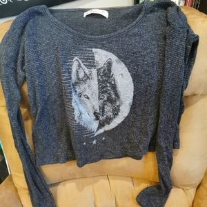 Hollister wolf moon knit long sleeve crop top